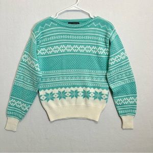 Vintage BI Gear Women Fairisle Sweaters Blue White Size M